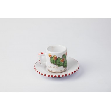Tazzina caffè Piattino ceramica Folk Fichi d'India TZZ58FC Tazzina caffè Piattino ceramica Folk Fichi d'India TZZ58FC